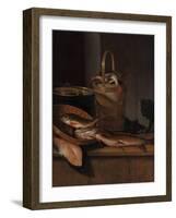 Still Life with Fish and a Cat, C. 1650-1660-Wallerant Vaillant-Framed Giclee Print