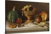 Still Life with Fish and a Pumpkin (Dining Room Scene)-Jose Agustin Arrieta-Stretched Canvas