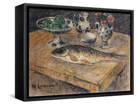 Still Life with Fish, Flowers and Apples; Nature Morte Aux Poisson, Fleurs Et Pommes-Gustave Loiseau-Framed Stretched Canvas