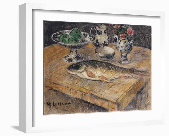 Still Life with Fish, Flowers and Apples; Nature Morte Aux Poisson, Fleurs Et Pommes-Gustave Loiseau-Framed Giclee Print