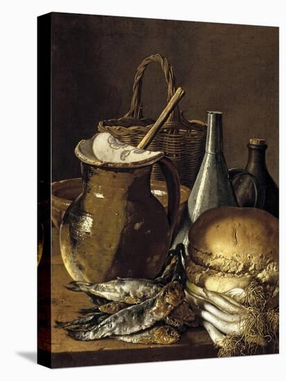 Still Life with Fish Leeks and Bread, 1760-1770-Luis Egidio Meléndez-Stretched Canvas