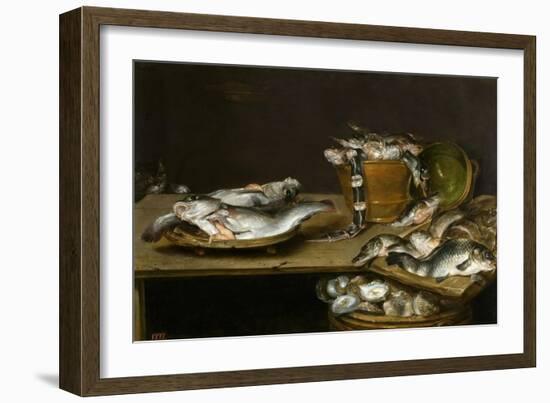 Still Life with Fish, Oysters and a Cat-Alexander Adriaenssen-Framed Giclee Print