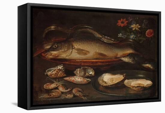 Still Life with Fish, Oysters and Shrimps, C.1620-50 (Oil on Panel)-Clara Peeters-Framed Stretched Canvas