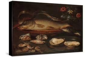 Still Life with Fish, Oysters and Shrimps, C.1620-50 (Oil on Panel)-Clara Peeters-Stretched Canvas