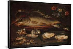 Still Life with Fish, Oysters and Shrimps, C.1620-50 (Oil on Panel)-Clara Peeters-Framed Stretched Canvas