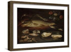 Still Life with Fish, Oysters and Shrimps-Clara Peeters-Framed Art Print