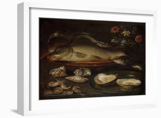 Still Life with Fish, Oysters and Shrimps-Clara Peeters-Framed Art Print