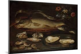 Still Life with Fish, Oysters and Shrimps-Clara Peeters-Mounted Art Print