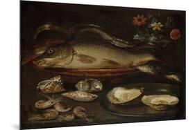 Still Life with Fish, Oysters and Shrimps-Clara Peeters-Mounted Premium Giclee Print