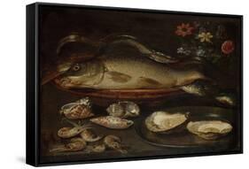 Still Life with Fish, Oysters and Shrimps-Clara Peeters-Framed Stretched Canvas