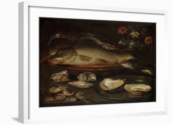 Still Life with Fish, Oysters and Shrimps-Clara Peeters-Framed Art Print