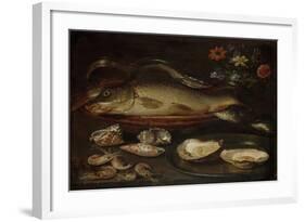 Still Life with Fish, Oysters and Shrimps-Clara Peeters-Framed Art Print