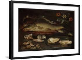 Still Life with Fish, Oysters and Shrimps-Clara Peeters-Framed Art Print