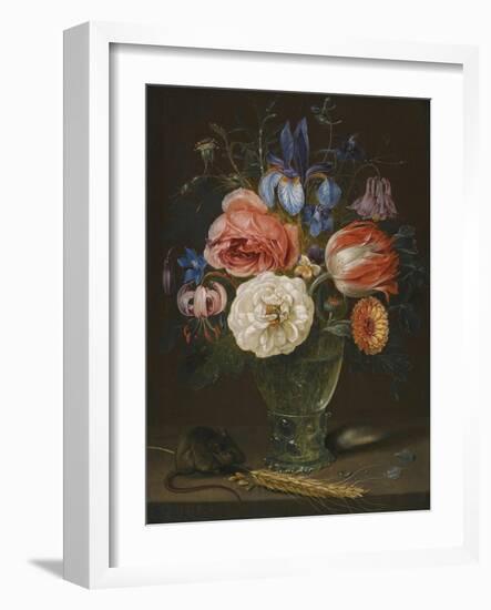 Still life with flowers, a rummer and a mouse-Clara Peeters-Framed Giclee Print