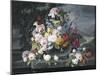 Still Life with Flowers and a Landscape-Severin Roesen-Mounted Giclee Print