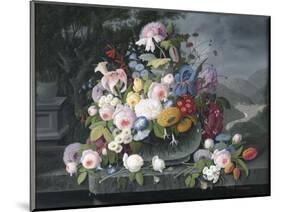 Still Life with Flowers and a Landscape-Severin Roesen-Mounted Giclee Print