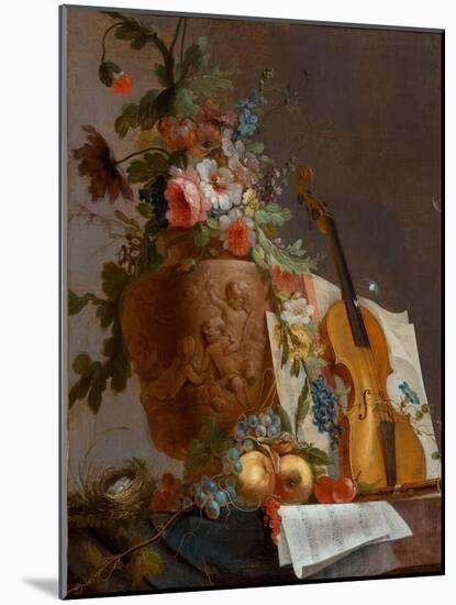 Still Life with Flowers and a Violin, C. 1750-Jean-Jacques Bachelier-Mounted Giclee Print