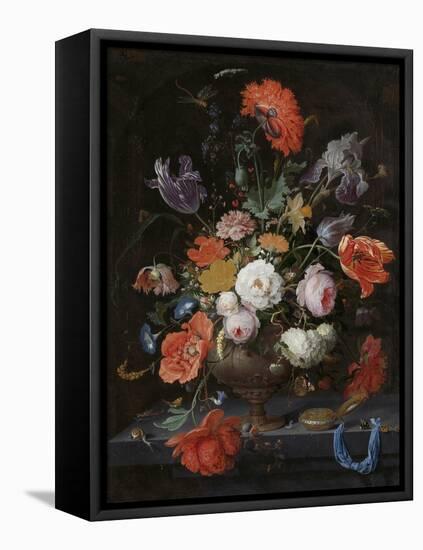 Still Life with Flowers and a Watch-Abraham Mignon-Framed Stretched Canvas