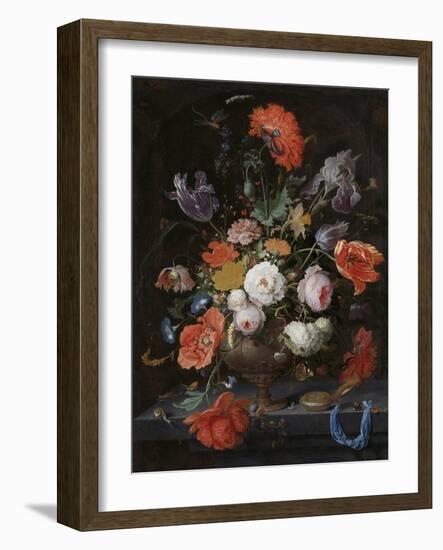 Still Life with Flowers and a Watch-Abraham Mignon-Framed Art Print