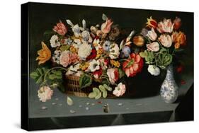 Still-life with flowers and butterflies-Osias Beert-Stretched Canvas