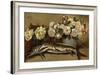 Still Life with Flowers and Fish or Pike and Roses, 1882-Giovanni Segantini-Framed Giclee Print