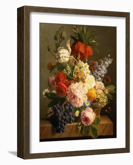 Still Life with Flowers and Fruit, 1827-Jan Frans van Dael-Framed Giclee Print