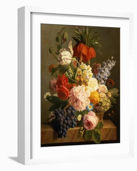 Still Life with Flowers and Fruit, 1827-Jan Frans van Dael-Framed Giclee Print