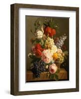 Still Life with Flowers and Fruit, 1827-Jan Frans van Dael-Framed Giclee Print