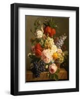 Still Life with Flowers and Fruit, 1827-Jan Frans van Dael-Framed Giclee Print