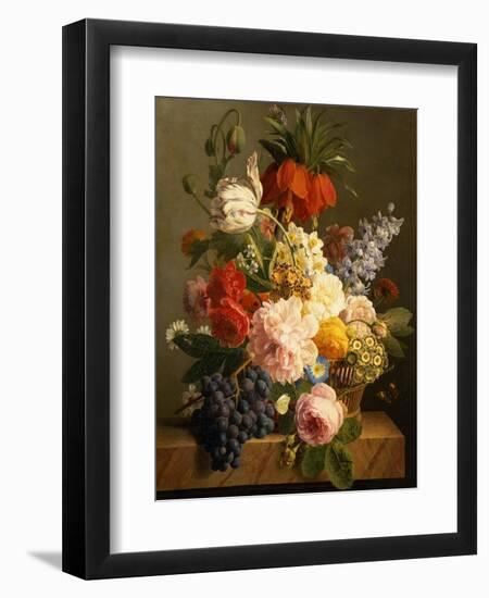 Still Life with Flowers and Fruit, 1827-Jan Frans van Dael-Framed Giclee Print