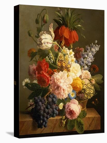 Still Life with Flowers and Fruit, 1827-Jan Frans van Dael-Stretched Canvas