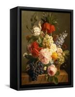 Still Life with Flowers and Fruit, 1827-Jan Frans van Dael-Framed Stretched Canvas