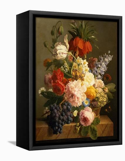 Still Life with Flowers and Fruit, 1827-Jan Frans van Dael-Framed Stretched Canvas