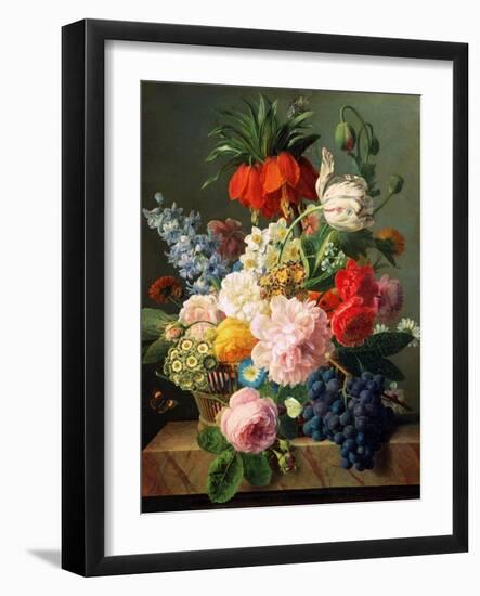 Still Life with Flowers and Fruit, 1827-Jan Frans van Dael-Framed Giclee Print