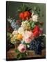 Still Life with Flowers and Fruit, 1827-Jan Frans van Dael-Stretched Canvas