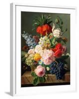 Still Life with Flowers and Fruit, 1827-Jan Frans van Dael-Framed Giclee Print