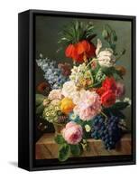 Still Life with Flowers and Fruit, 1827-Jan Frans van Dael-Framed Stretched Canvas