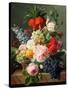 Still Life with Flowers and Fruit, 1827-Jan Frans van Dael-Stretched Canvas