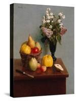 Still Life with Flowers and Fruit, 1866-Ignace Henri Jean Fantin-Latour-Stretched Canvas