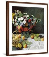 Still Life with Flowers and Fruit, 1869-Claude Monet-Framed Premium Giclee Print