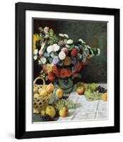 Still Life with Flowers and Fruit, 1869-Claude Monet-Framed Premium Giclee Print