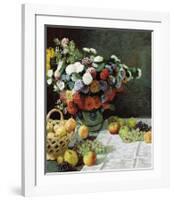 Still Life with Flowers and Fruit, 1869-Claude Monet-Framed Premium Giclee Print