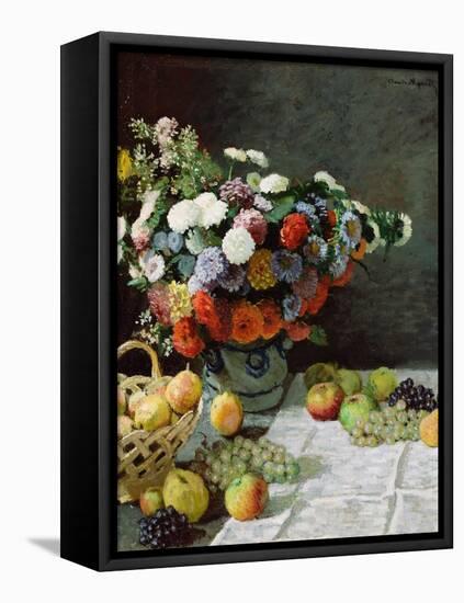 Still Life with Flowers and Fruit, 1869-Claude Monet-Framed Stretched Canvas