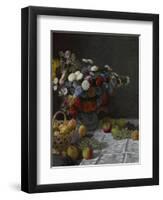 Still Life with Flowers and Fruit, 1869-Claude Monet-Framed Premium Giclee Print