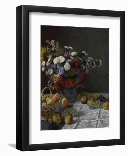 Still Life with Flowers and Fruit, 1869-Claude Monet-Framed Premium Giclee Print