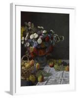 Still Life with Flowers and Fruit, 1869-Claude Monet-Framed Giclee Print