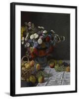 Still Life with Flowers and Fruit, 1869-Claude Monet-Framed Giclee Print