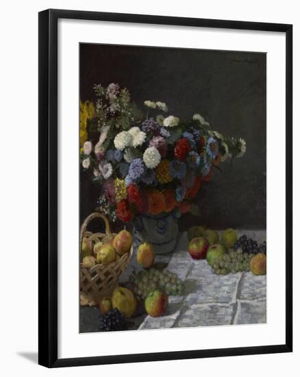 Still Life with Flowers and Fruit, 1869-Claude Monet-Framed Giclee Print