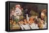 Still Life with Flowers and Fruit on a Table-Alfred Petit-Framed Stretched Canvas