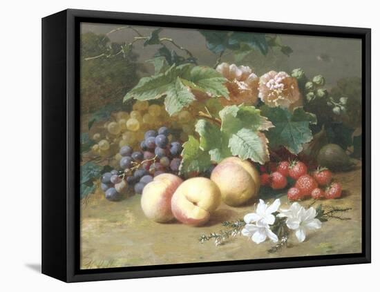 Still Life with Flowers and Fruit-Henri Robbe-Framed Stretched Canvas